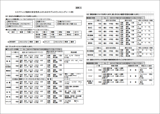 利用者から聞き取るべき項目例／表